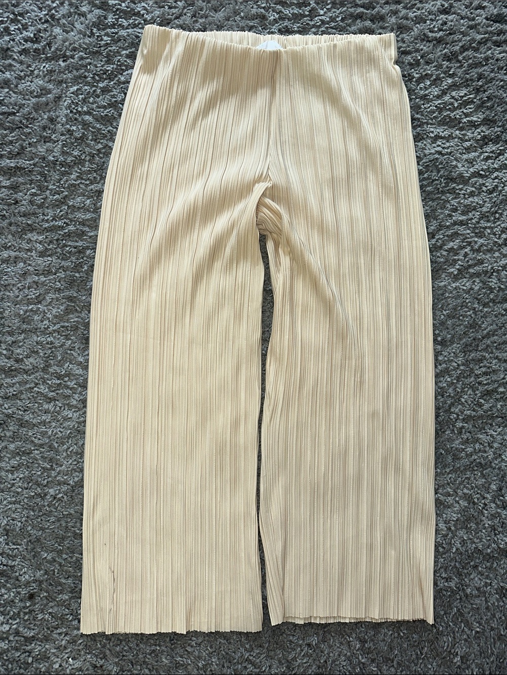 Primark Cream Pleated Cropped Wide-Leg Pants